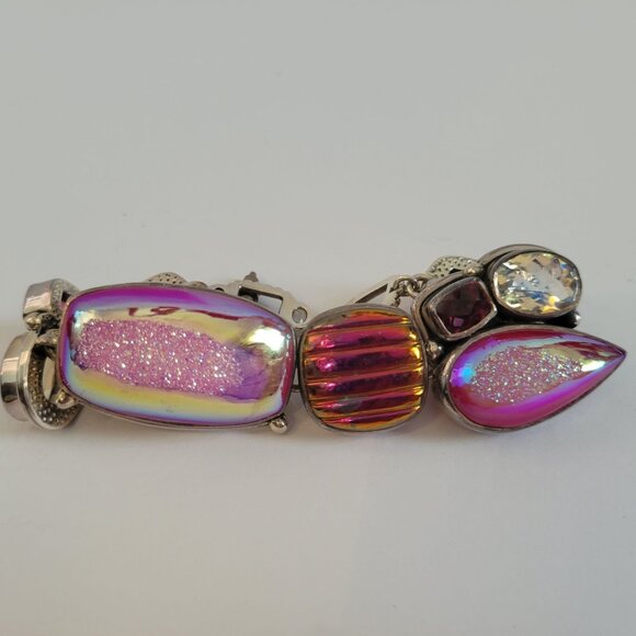 Handcrafted AKR Amy Kahn Russell Sterling Silver Multicolor Gemstone Bracelet - Picture 2 of 8